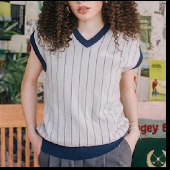 Bogey Boys by Macklemore Pin Stripe Sleeveless Sweater Vest, Grey, Size L, NWT - Picture 2 of 11